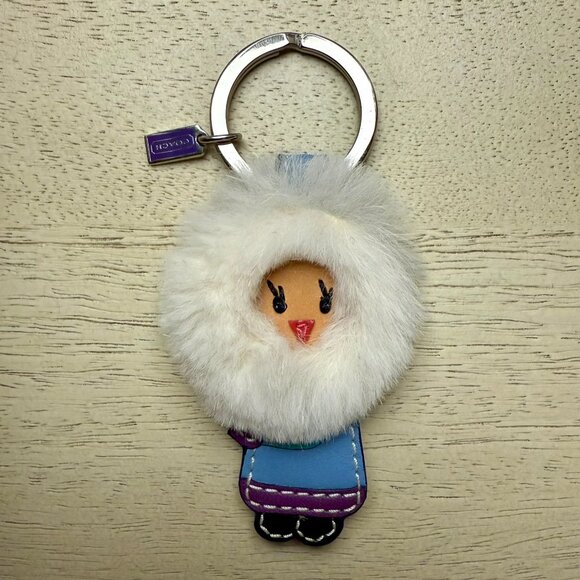 Coach Accessories - Coach HTF Alaska Native Girl Key Fob - Mink Fur, Leather, Y2K, Silver Hardware